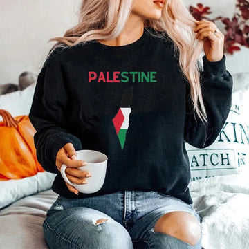 Palestine flag Crew Neck Sweatshirt black
